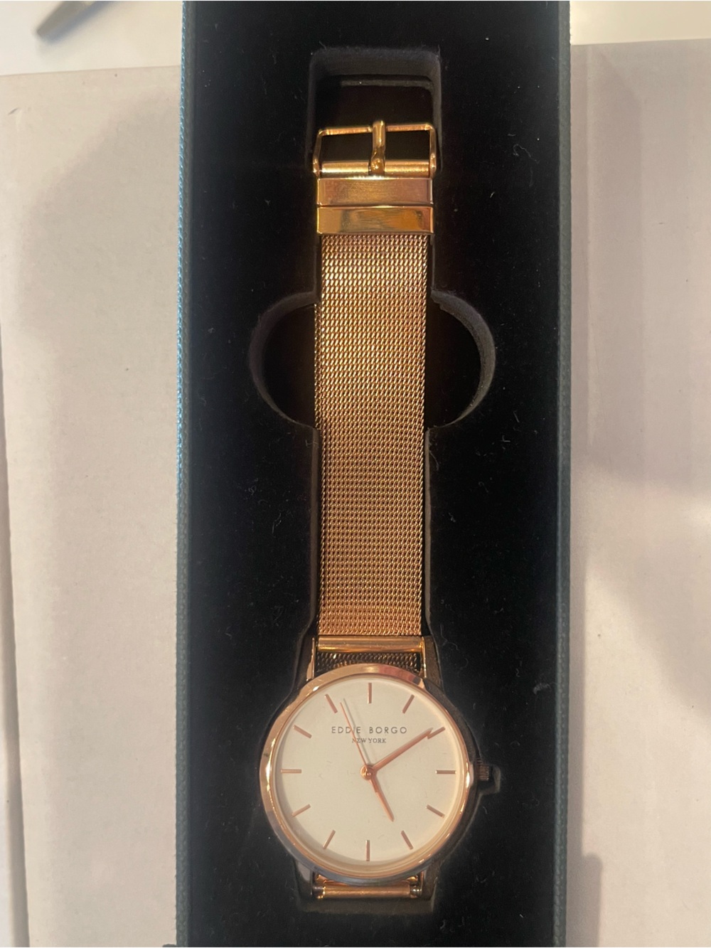 Eddie Borgo Rose Gold Mesh Strap Watch with White Dial